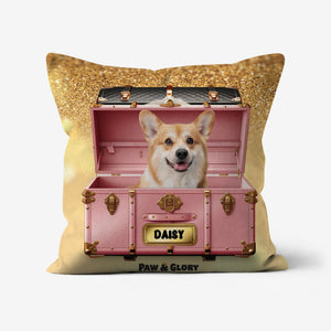 Cotton Candy Pink Luxury Trunk: Custom Pet Pillow - Paw & Glory - Dog Portraits - Pet Portraits