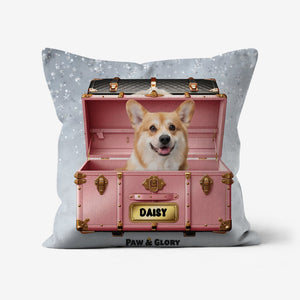 Cotton Candy Pink Luxury Trunk: Custom Pet Pillow - Paw & Glory - Dog Portraits - Pet Portraits