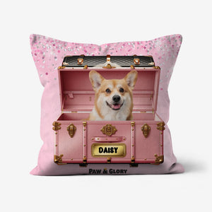 Cotton Candy Pink Luxury Trunk: Custom Pet Pillow - Paw & Glory - Dog Portraits - Pet Portraits