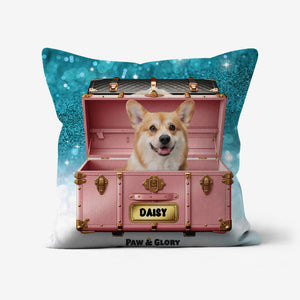 Cotton Candy Pink Luxury Trunk: Custom Pet Pillow - Paw & Glory - Dog Portraits - Pet Portraits