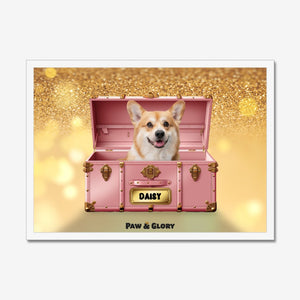 Cotton candy pink Luxury Trunk: Custom Pet Portrait - Paw & Glory - Dog Portraits - Pet Portraits