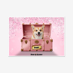 Cotton candy pink Luxury Trunk: Custom Pet Portrait - Paw & Glory - Dog Portraits - Pet Portraits