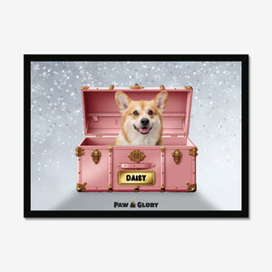 Cotton candy pink Luxury Trunk: Custom Pet Portrait - Paw & Glory - Dog Portraits - Pet Portraits