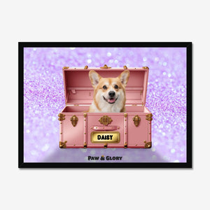 Cotton candy pink Luxury Trunk: Custom Pet Portrait - Paw & Glory - Dog Portraits - Pet Portraits