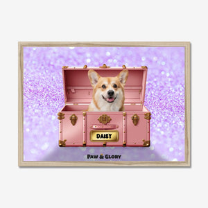 Cotton candy pink Luxury Trunk: Custom Pet Portrait - Paw & Glory - Dog Portraits - Pet Portraits