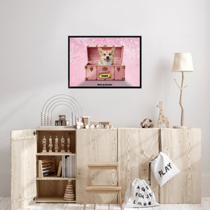 Cotton candy pink Luxury Trunk: Custom Pet Portrait - Paw & Glory - Dog Portraits - Pet Portraits