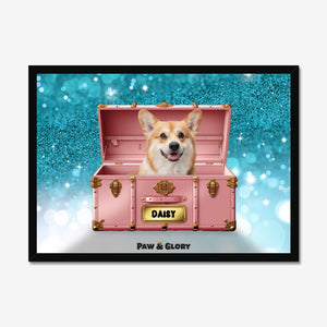 Cotton candy pink Luxury Trunk: Custom Pet Portrait - Paw & Glory - Dog Portraits - Pet Portraits