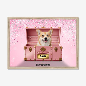 Cotton candy pink Luxury Trunk: Custom Pet Portrait - Paw & Glory - Dog Portraits - Pet Portraits