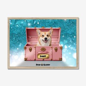 Cotton candy pink Luxury Trunk: Custom Pet Portrait - Paw & Glory - Dog Portraits - Pet Portraits