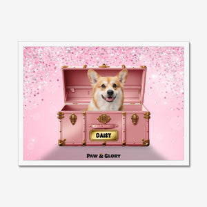 Cotton candy pink Luxury Trunk: Custom Pet Portrait - Paw & Glory - Dog Portraits - Pet Portraits