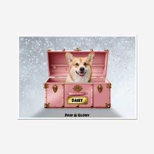 Cotton candy pink Luxury Trunk: Custom Pet Portrait - Paw & Glory - Dog Portraits - Pet Portraits