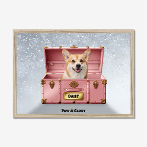 Cotton candy pink Luxury Trunk: Custom Pet Portrait - Paw & Glory - Dog Portraits - Pet Portraits