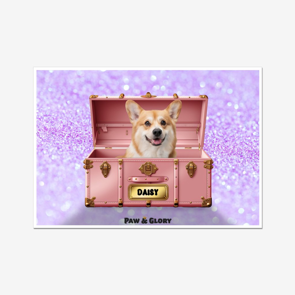 Cotton candy pink Luxury Trunk: Custom Pet Portrait - Paw & Glory - Dog Portraits - Pet Portraits