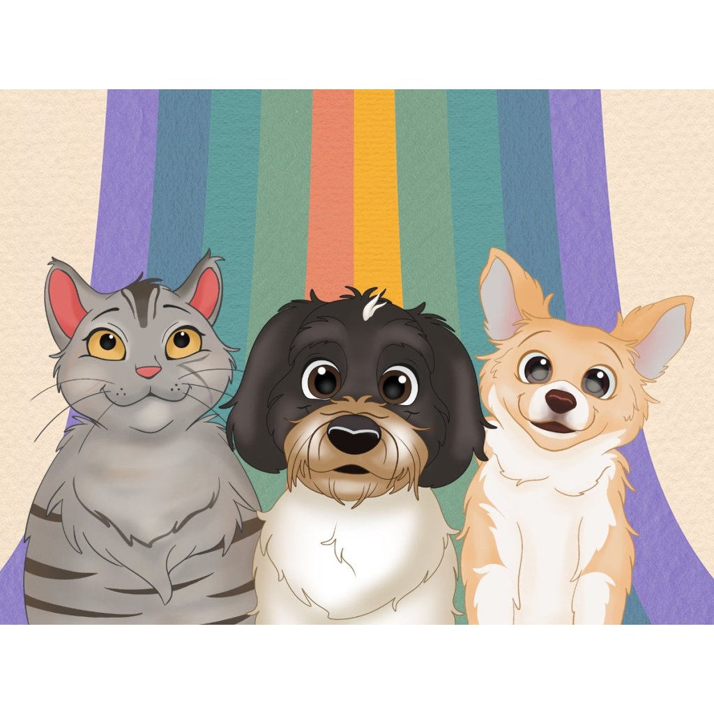 Pet Illustration | Custom Digital Illustration shops | Digital Portrait | Digital Print | Cartoon Portrait | Personalized Portrait