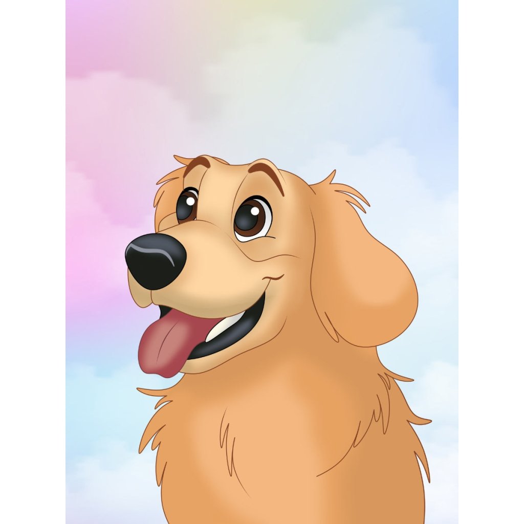 Custom Cartoon: Digital Download Pet Portrait - Paw & Glory - Dog Portraits - Pet Portraits