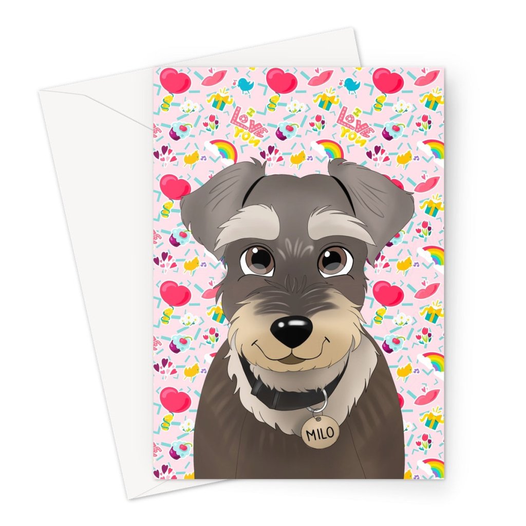 Custom Cartoon: Pet Portrait Greeting Card - Paw & Glory - Dog Portraits - Pet Portraits