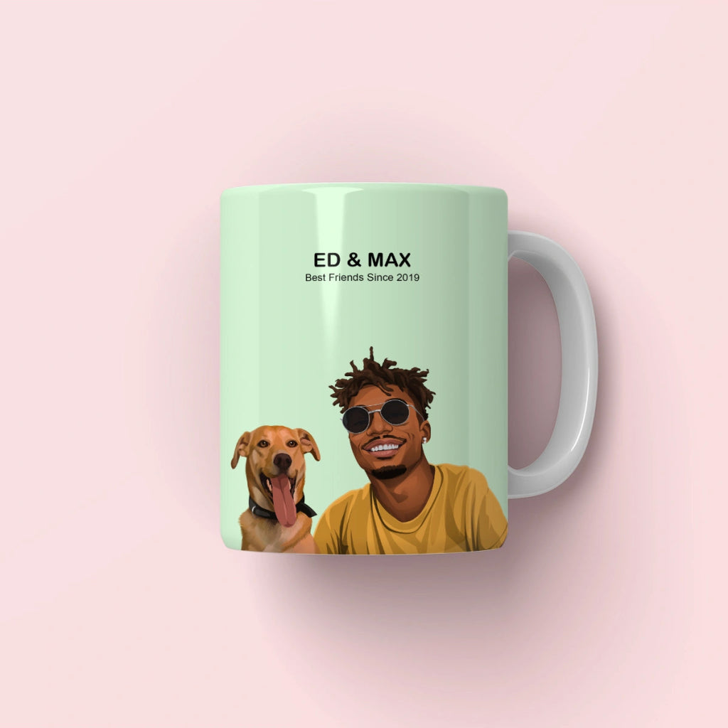 Custom Dad and Pet Together: Modern Pet Owner Coffee Mug - Paw & Glory - Dog Portraits - Pet Portraits