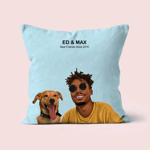 Custom Dad and Pet Together: Pet Portrait Pillow - Paw & Glory - Dog Portraits - Pet Portraits