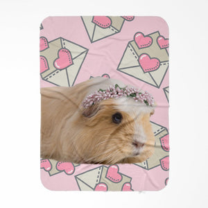 Custom Minimalist Pink Blossom Crown: Pet Portrait Fleece Blanket - Paw & Glory - Dog Portraits - Pet Portraits