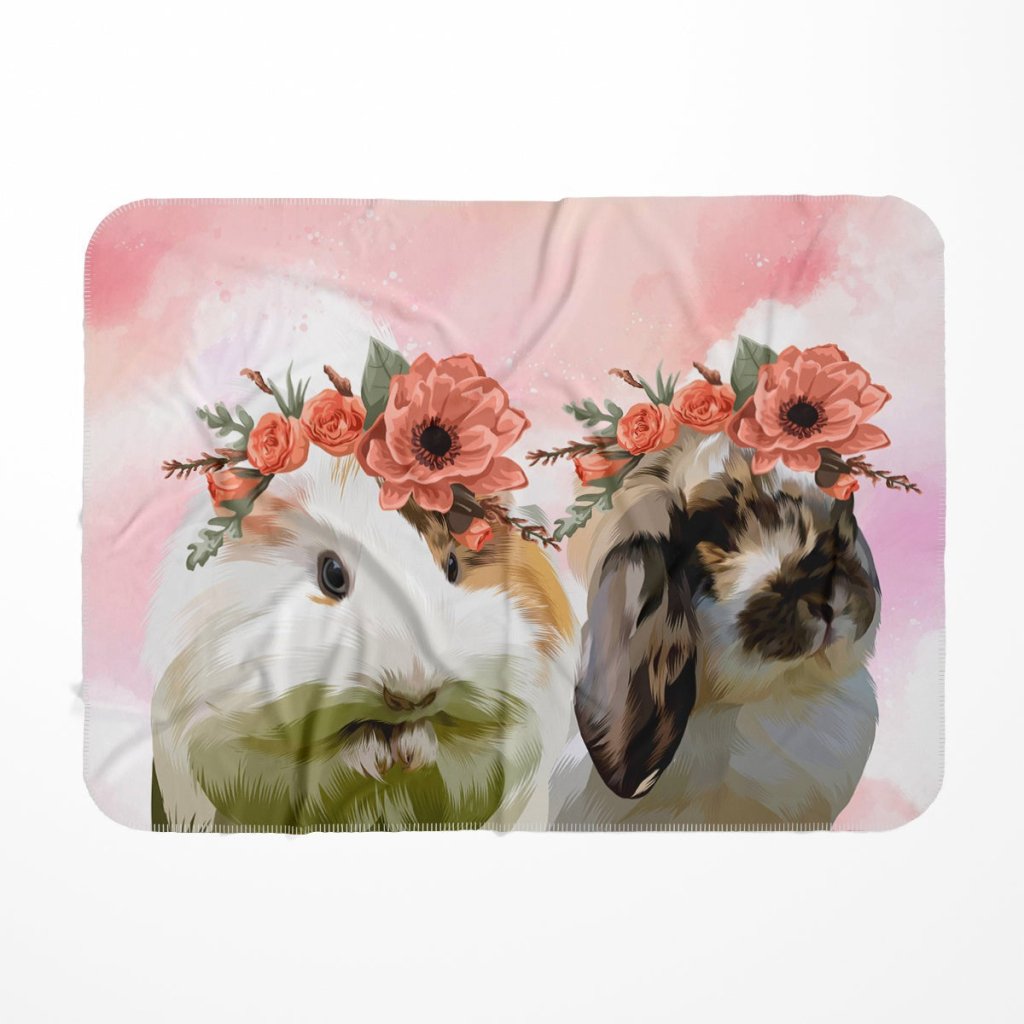 Custom Modern Blossom Crown: Pet Portrait Fleece Blanket - Paw & Glory - Dog Portraits - Pet Portraits