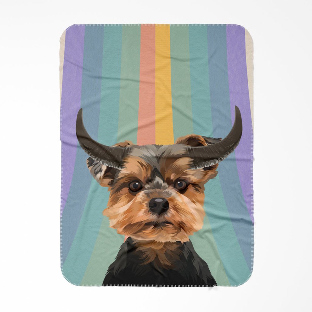 Custom Modern Buffalo Horn: Pet Portrait Fleece Blanket - Paw & Glory - Dog Portraits - Pet Portraits