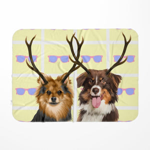 Custom Modern Elk Antler: Pet Portrait Fleece Blanket - Paw & Glory - Dog Portraits - Pet Portraits