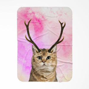 Custom Modern Elk Antler: Pet Portrait Fleece Blanket - Paw & Glory - Dog Portraits - Pet Portraits