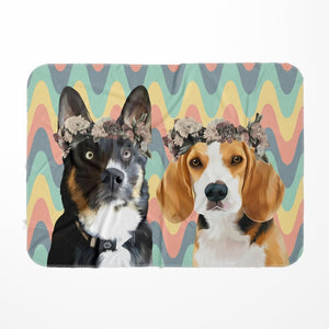 Custom Modern Floral Crown: Pet Portrait Fleece Blanket - Paw & Glory - Dog Portraits - Pet Portraits