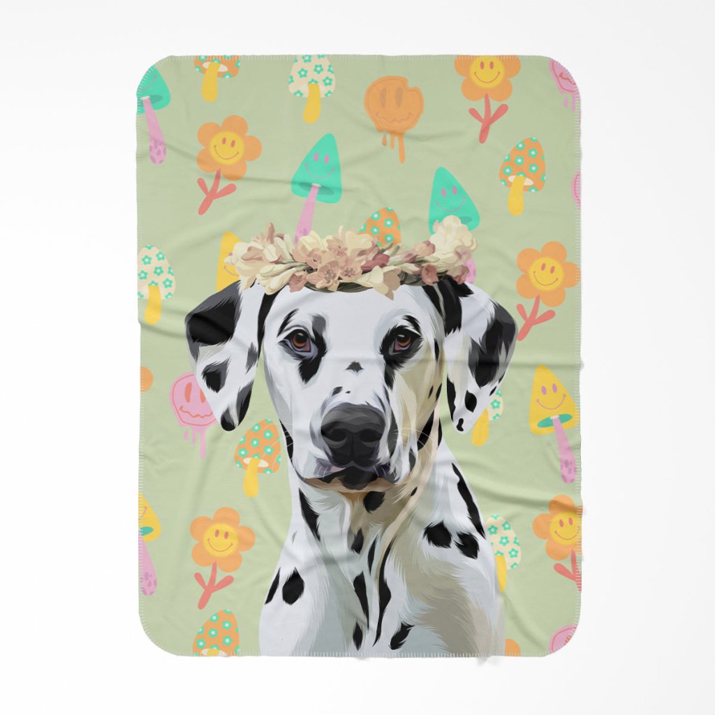 Custom Modern Flower Bud Crown: Pet Portrait Fleece Blanket - Paw & Glory - Dog Portraits - Pet Portraits