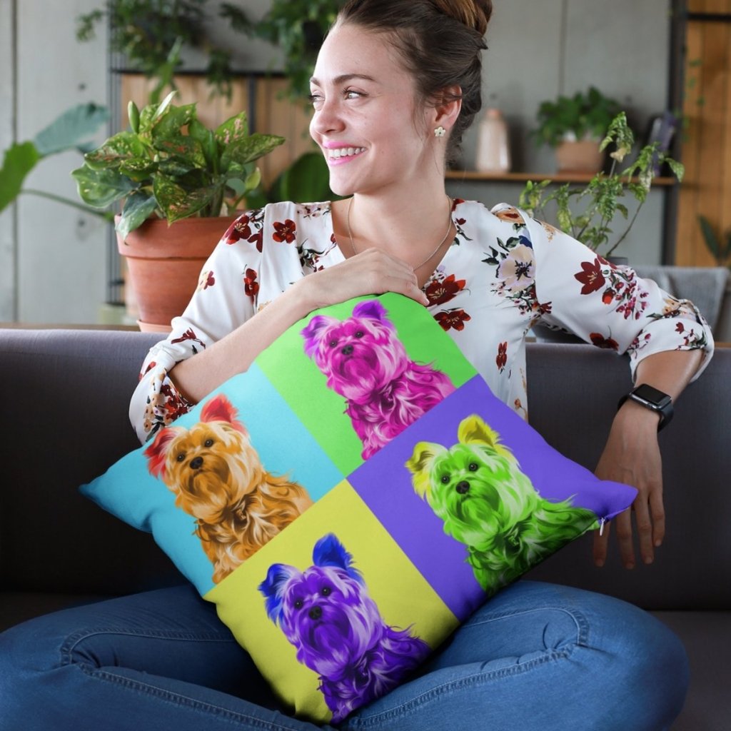 Custom Modern Pop Art: Pet Portrait Pillow - Paw & Glory - Dog Portraits - Pet Portraits