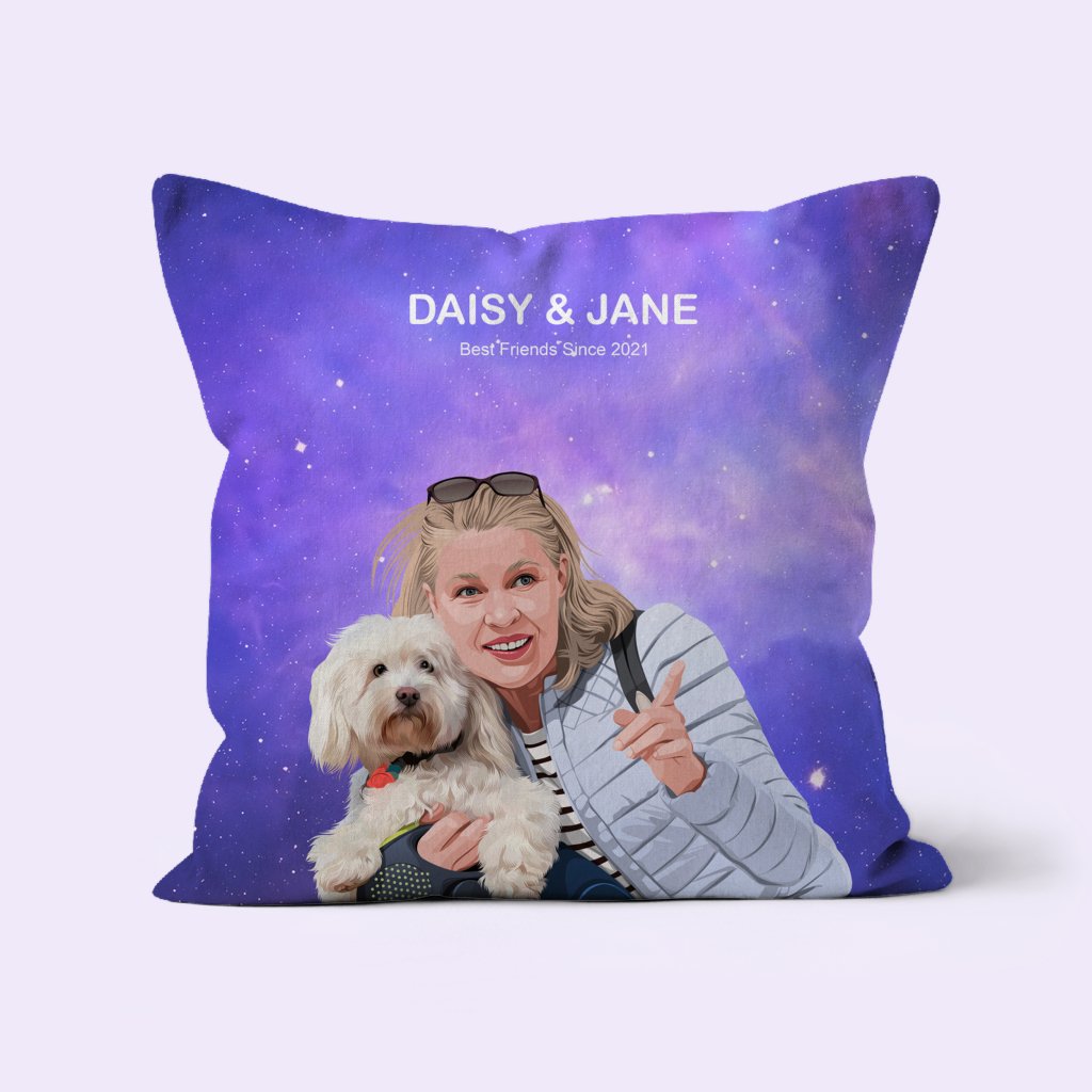 Custom Mom and Pet: Pet Portrait Pillow - Paw & Glory - Dog Portraits - Pet Portraits