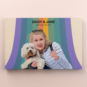 Custom Mom and Pet Together: Modern Pet Owner Canvas - Paw & Glory - Dog Portraits - Pet Portraits