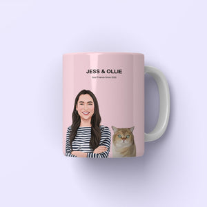 Custom Mom and Pet Together: Modern Pet Owner Coffee Mug - Paw & Glory - Dog Portraits - Pet Portraits