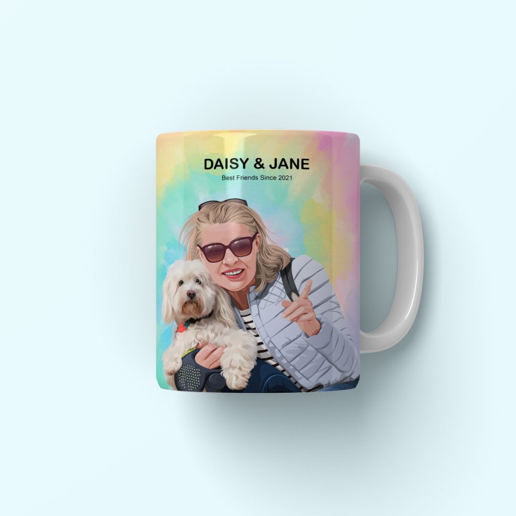 Custom Mom and Pet Together: Modern Pet Owner Coffee Mug - Paw & Glory - Dog Portraits - Pet Portraits