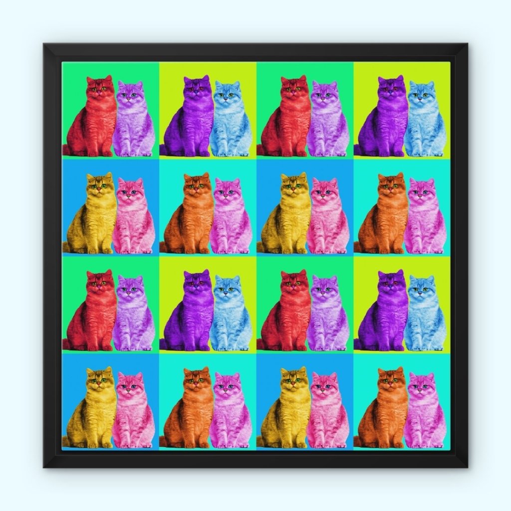 Custom Old School Pop Art: Pet Portrait Framed Canvas - Paw & Glory - Dog Portraits - Pet Portraits