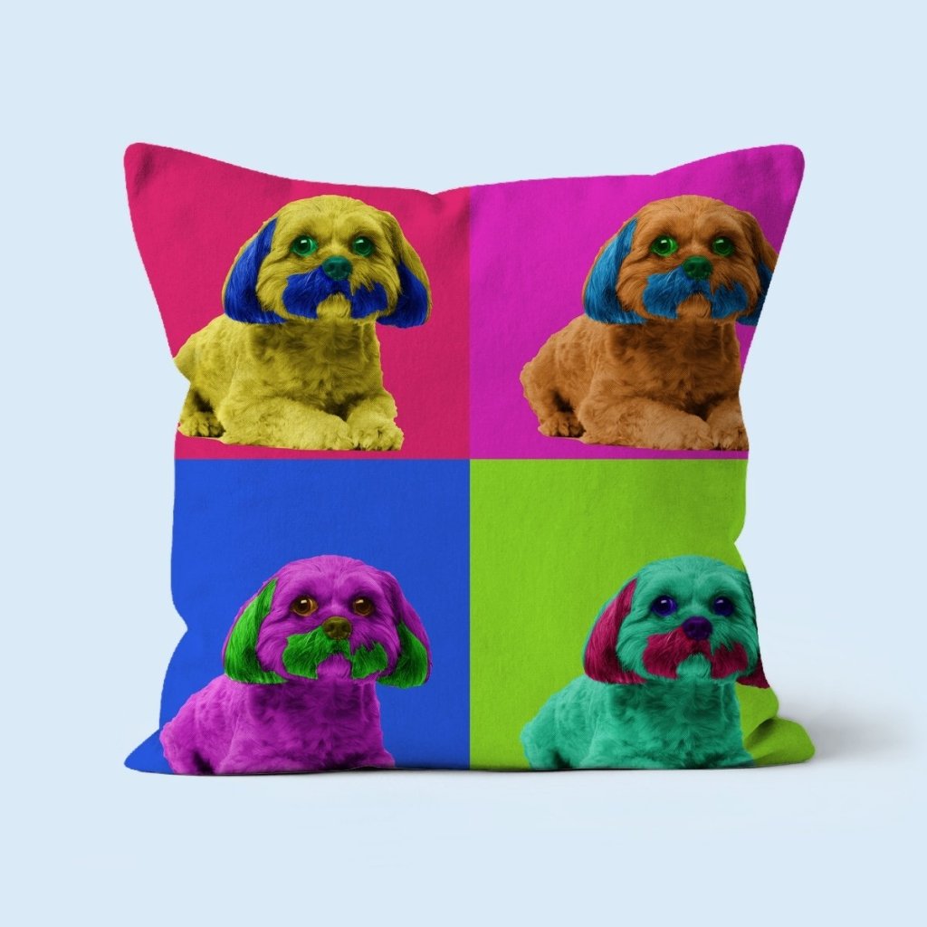 Custom Old School Pop Art: Pet Portrait Pillow - Paw & Glory - Dog Portraits - Pet Portraits