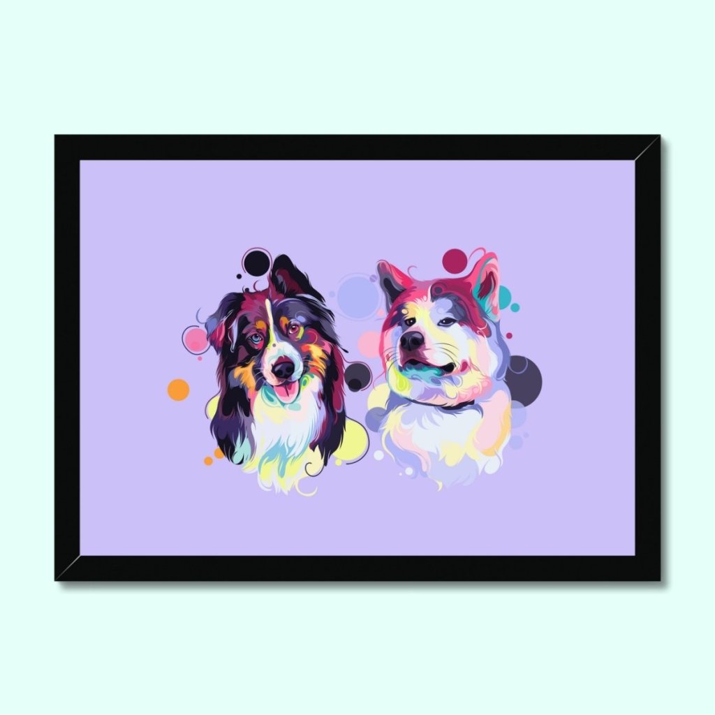 Custom Pastel Pop: Framed Pet Portrait - Paw & Glory - Dog Portraits - Pet Portraits