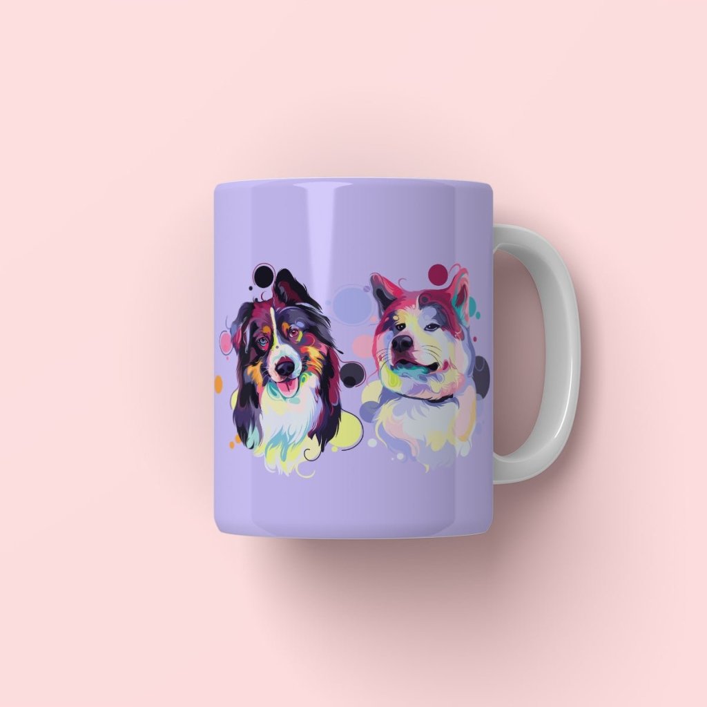 Custom Pastel Pop: Pet Portrait Coffee Mug - Paw & Glory - Dog Portraits - Pet Portraits