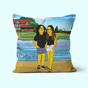 Custom Yellow Art Pillow - Paw & Glory - Dog Portraits - Pet Portraits