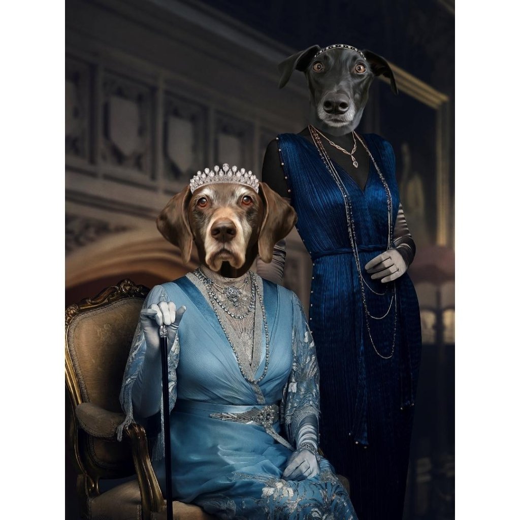 Dowager Countess & Lady Mary (Downton Abbey Inspired): Custom Digital Download Pet Portrait - Paw & Glory - Dog Portraits - Pet Portraits