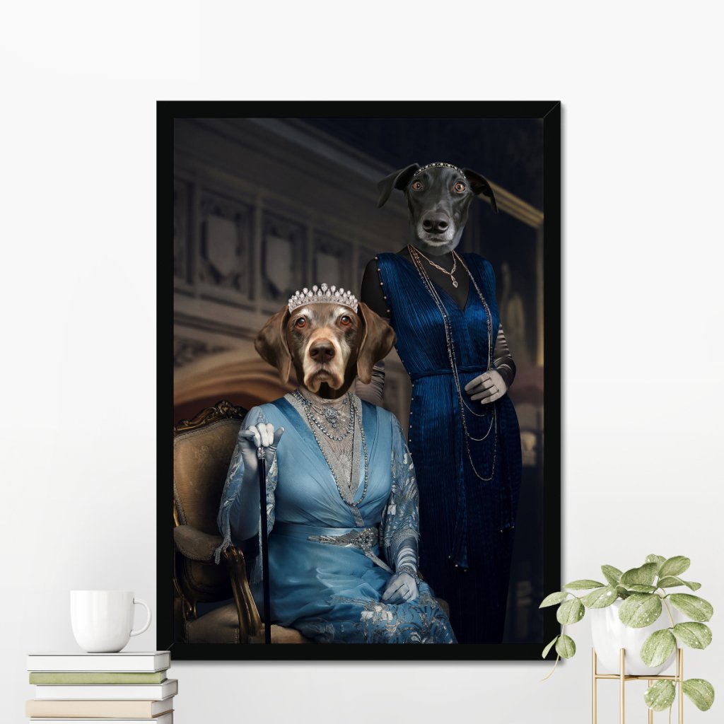 Dowager Countess & Lady Mary (Downton Abbey Inspired): Custom Pet Portrait - Paw & Glory - Dog Portraits - Pet Portraits