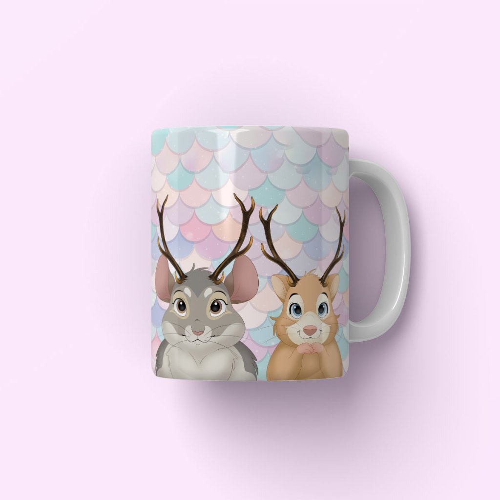 Elk Antler: Cartoon Pet Coffee Mug - Paw & Glory - Dog Portraits - Pet Portraits