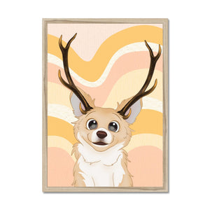 Elk Antlers: Cartoon Pet Portrait - Paw & Glory - Dog Portraits - Pet Portraits