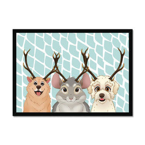 Elk Antlers: Cartoon Pet Portrait - Paw & Glory - Dog Portraits - Pet Portraits