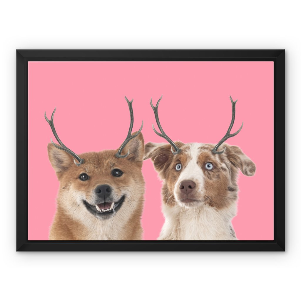 Elk Antlers: Minimalist Pet Canvas - Paw & Glory - Dog Portraits - Pet Portraits