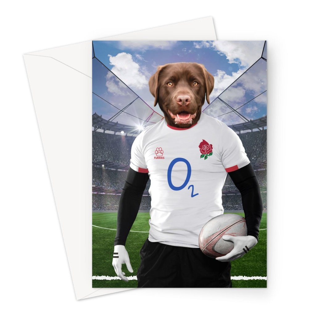 England Rugby Team: Custom Pet Greeting Card - Paw & Glory - Dog Portraits - Pet Portraits