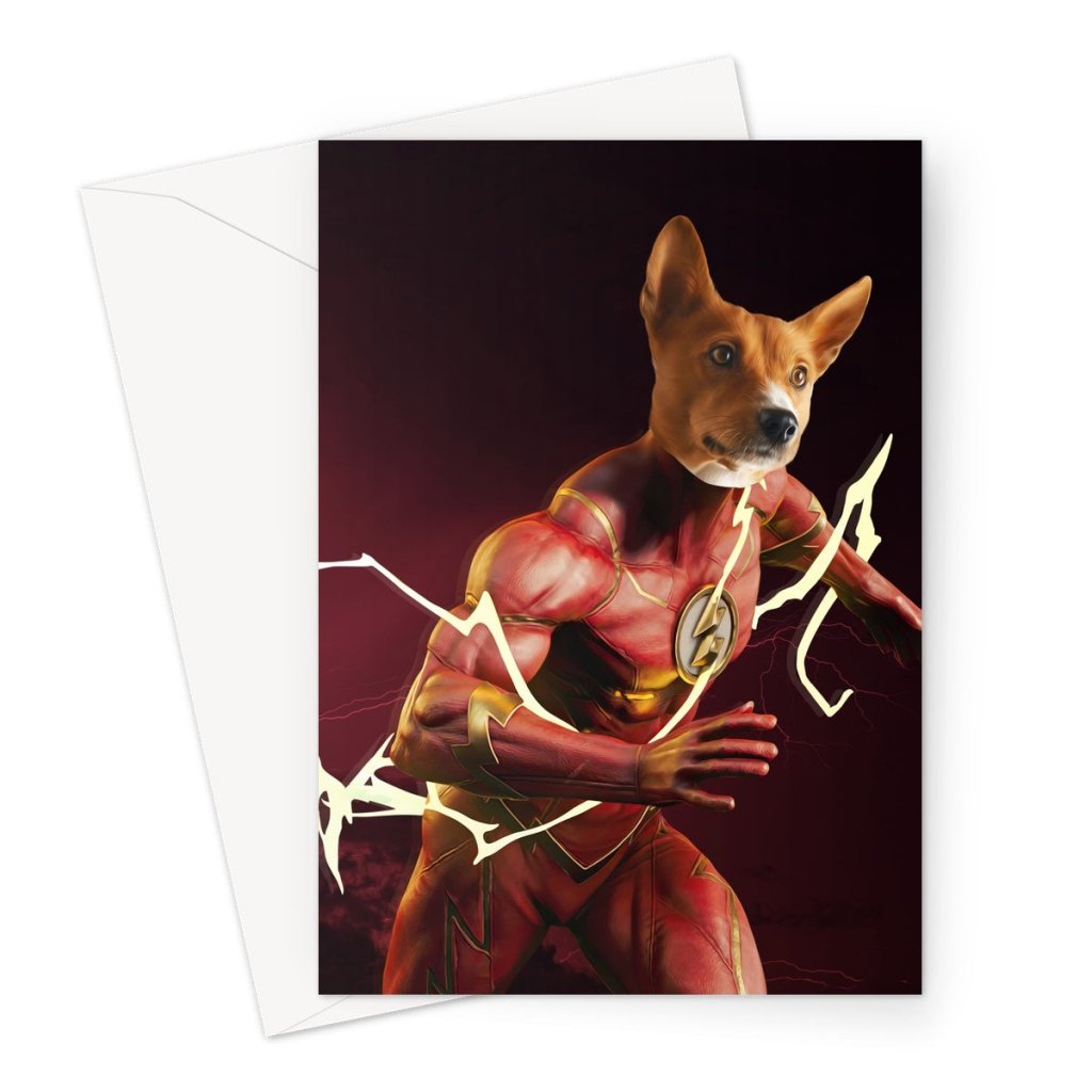 Flash (Marvel Inspired): Custom Pet Greeting Card - Paw & Glory - Dog Portraits - Pet Portraits