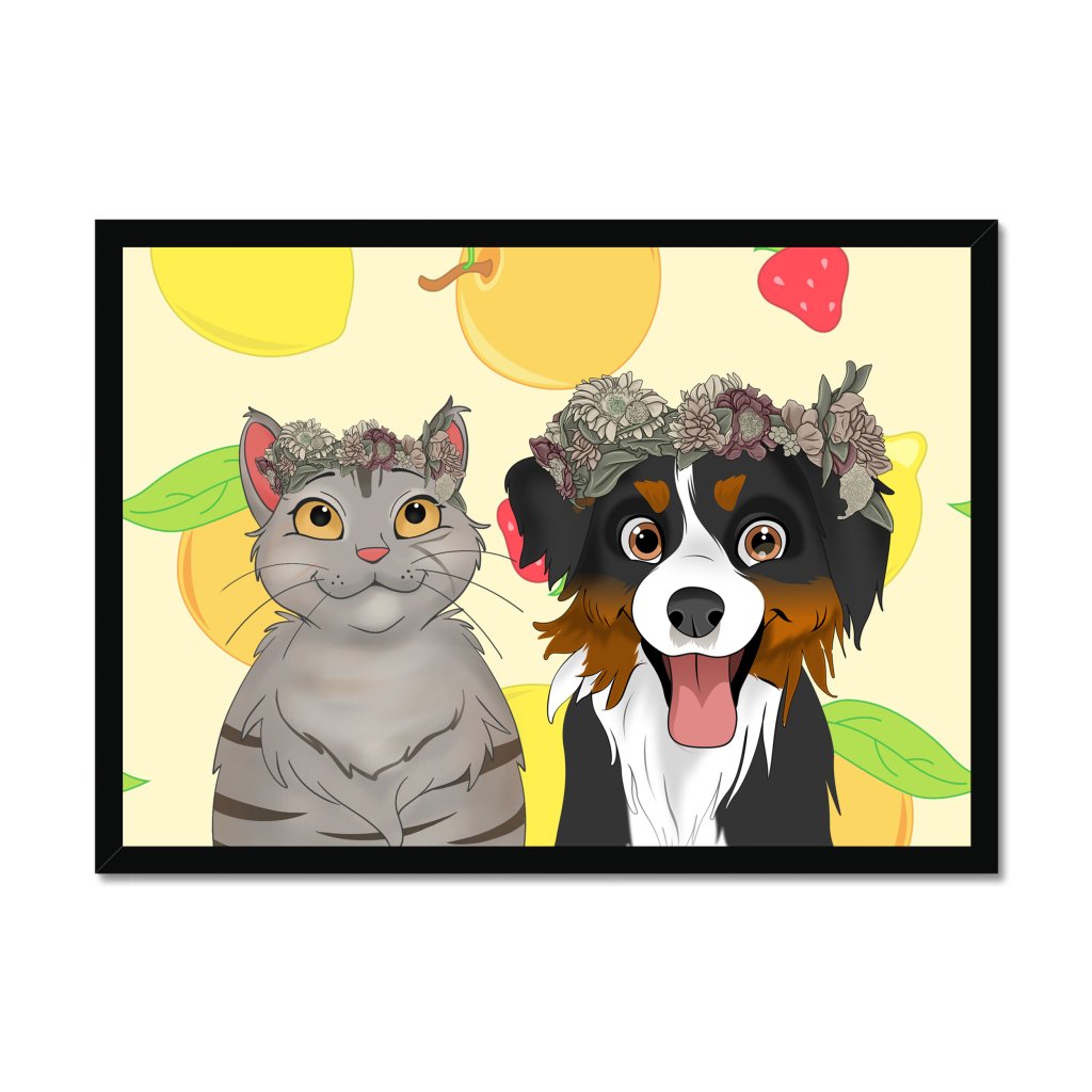 Floral Crown: Cartoon Pet Portrait - Paw & Glory - Dog Portraits - Pet Portraits