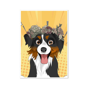 Floral Crown: Cartoon Pet Portrait - Paw & Glory - Dog Portraits - Pet Portraits