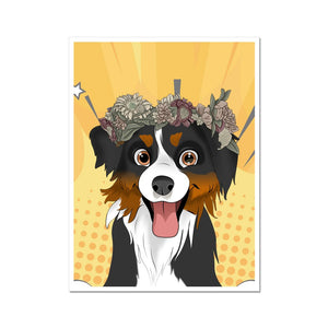 Floral Crown: Cartoon Pet Poster - Paw & Glory - Dog Portraits - Pet Portraits